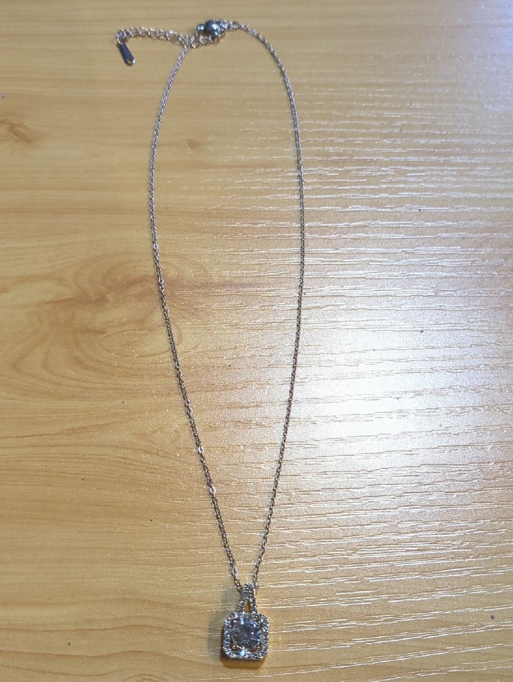 Delicate Silver Halo Pendant Necklace with Clear Crystal